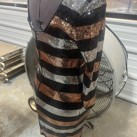 Charlotte Russe Metallic Striped Long Sleeve Dress - Picture 7 of 7